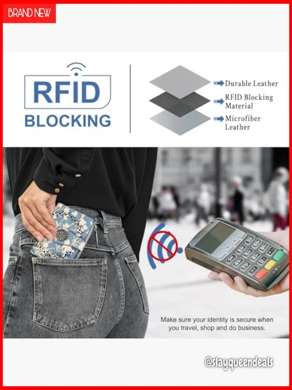 Small Leather Bifold Wallet with RFID Blocking and Zipper Coin Pocket